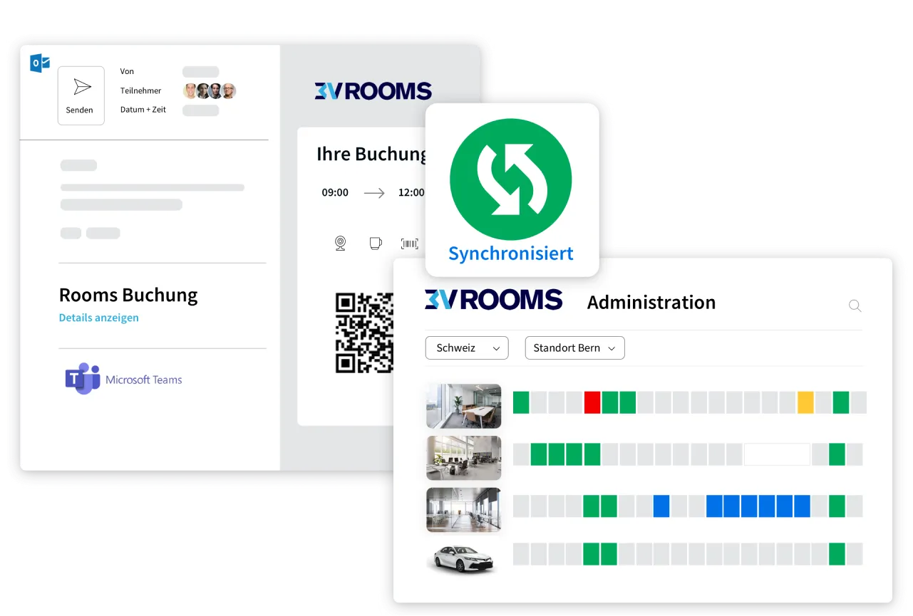 3V ROOMS Bidirektionale Synchronisation: Gebäudetechnik-Integration mit Exchange und Outlook