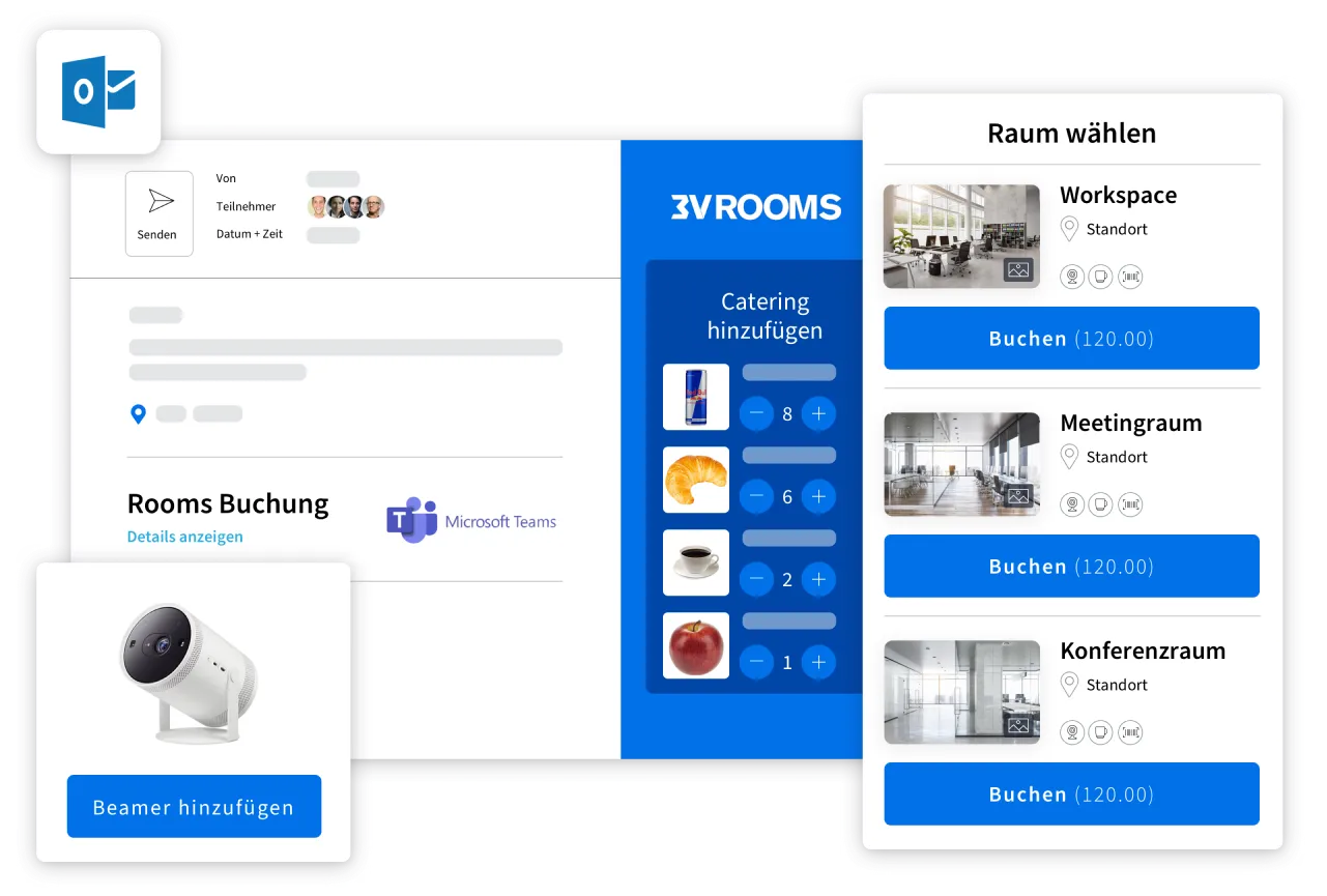 3V ROOMS Outlook Add-in: Raumbuchung und Gästeeinladung direkt aus dem Kalender