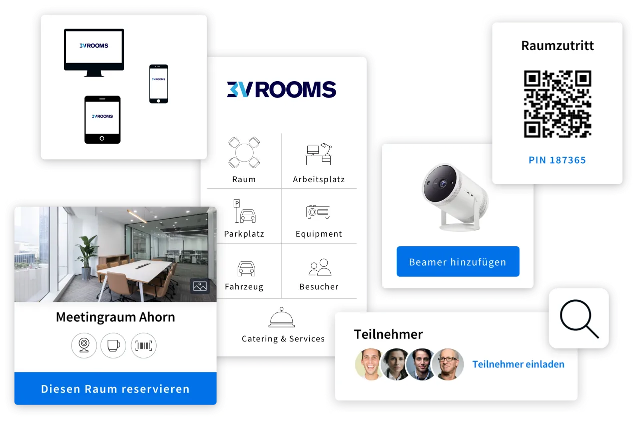 3V ROOMS Buchungs-Wizard und Mobile App