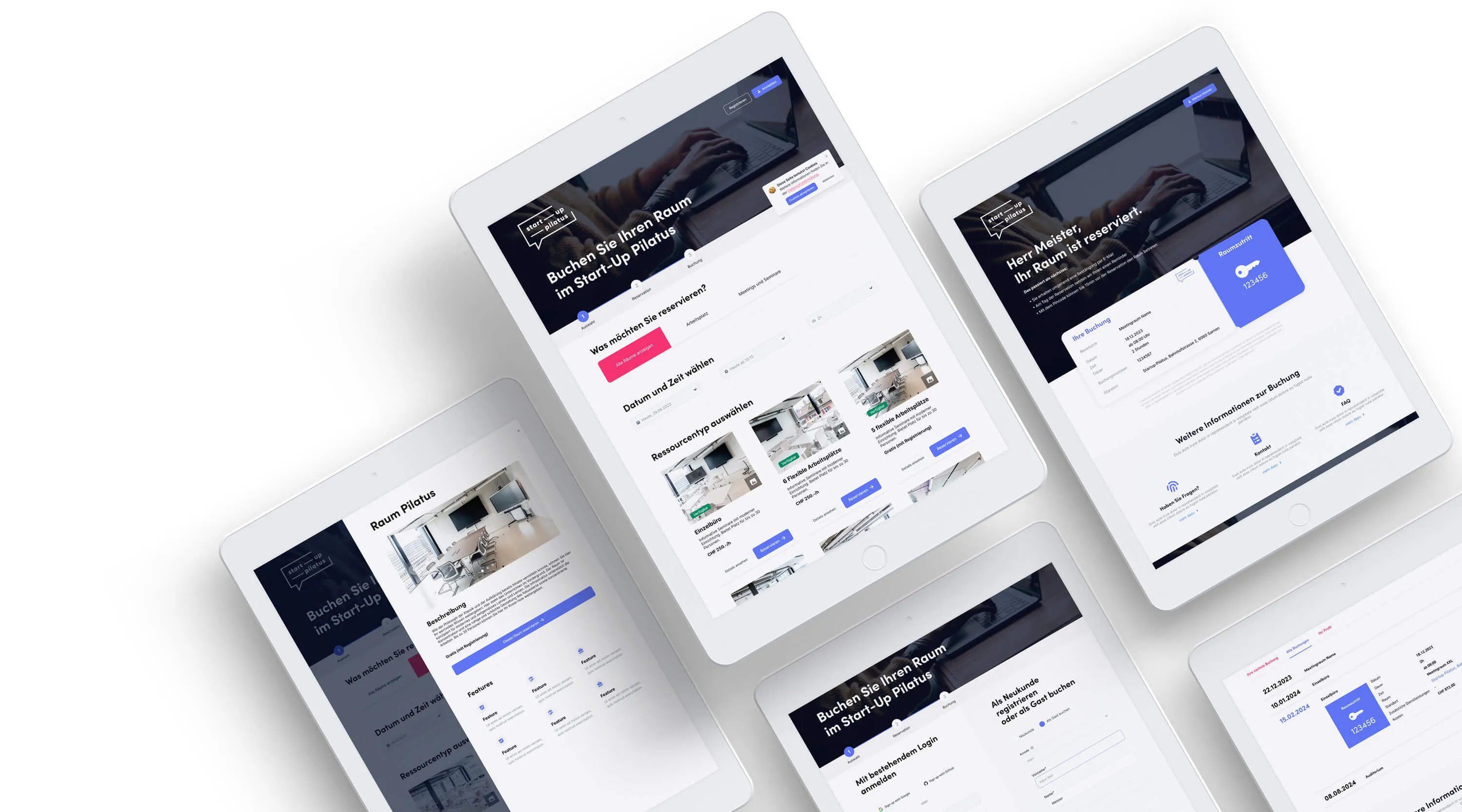 Startup Pilatus QUBO Coworking Space — iPad Buchungsansicht