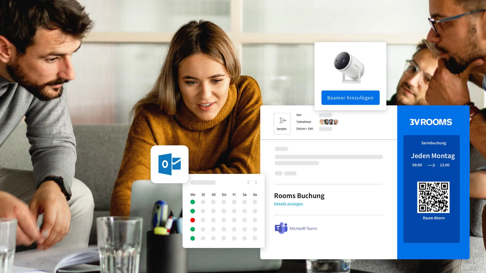 Raumbuchung mit Outlook, Teams und digitalem Türschild